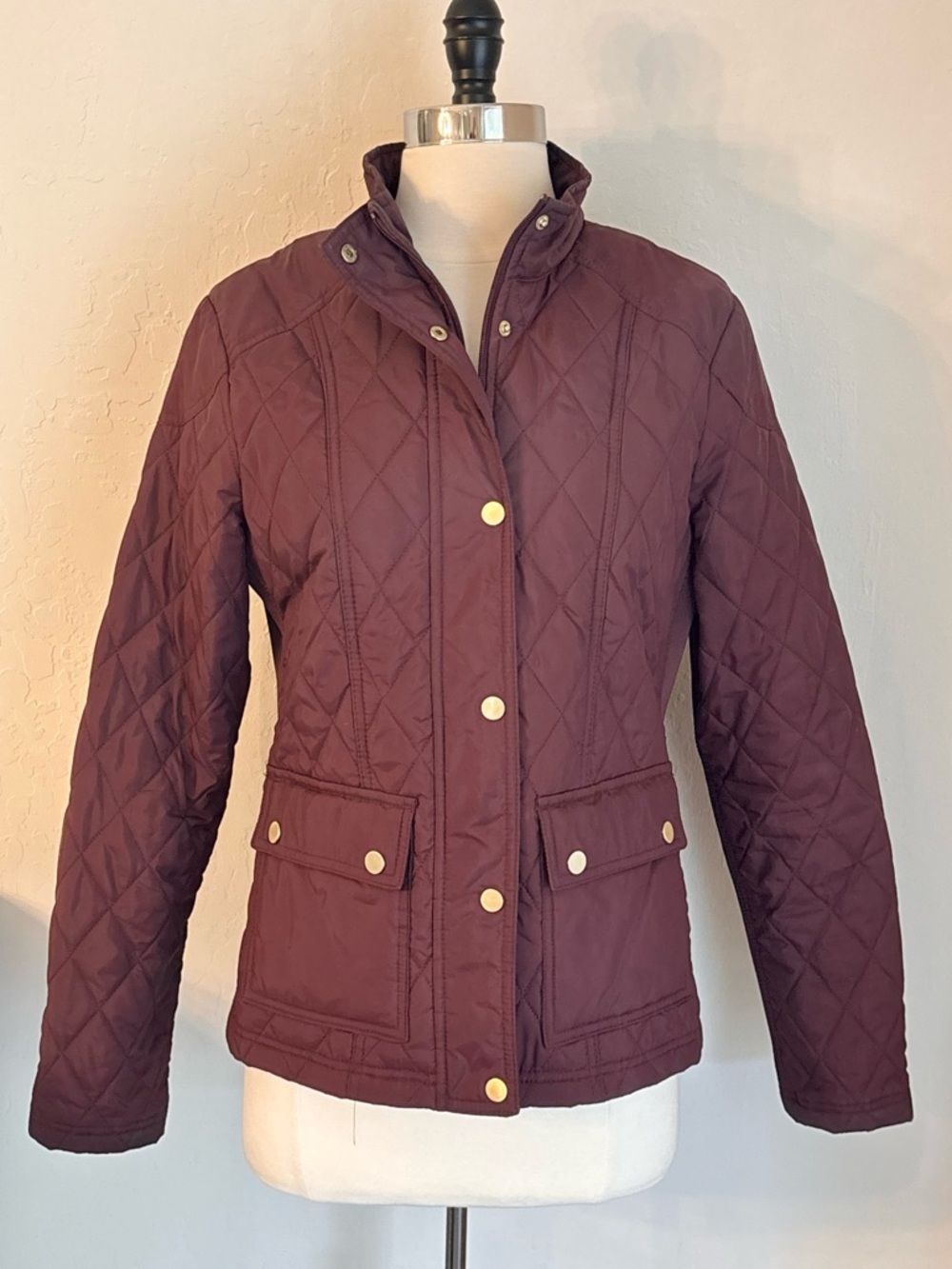 Andeawy Lightweight Quilted Puffer Jacket Zip Front, Burgundy, Sz M